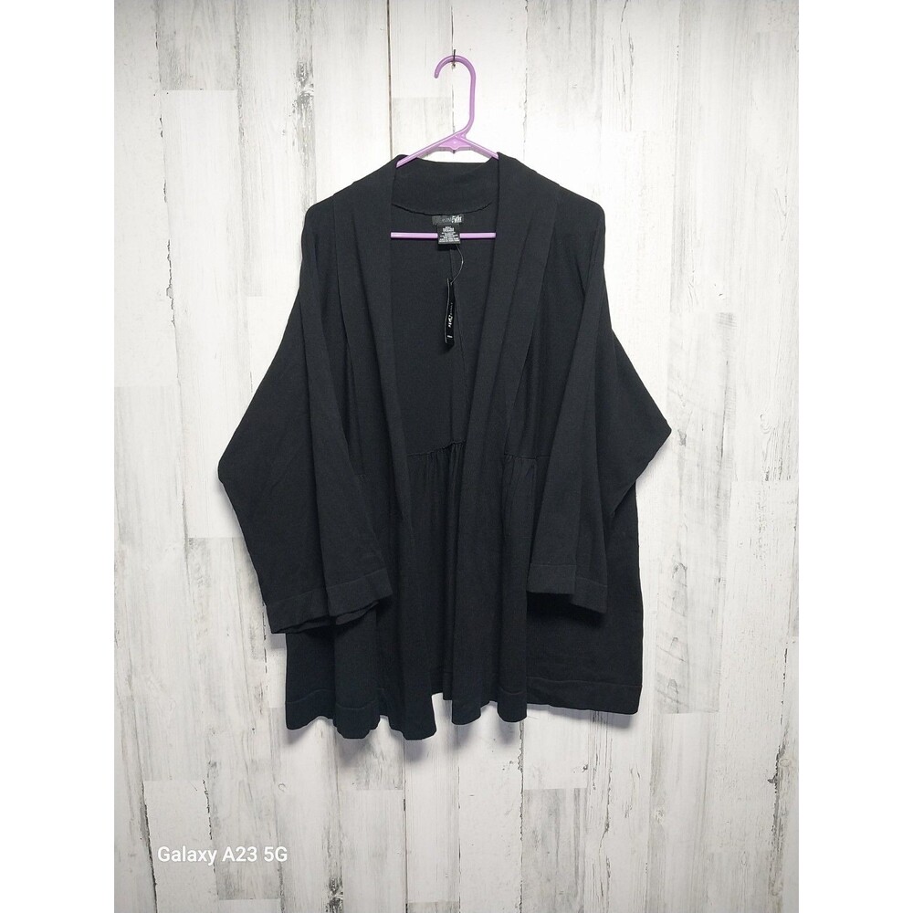 East 5th Cardigan Sweater 3/4 Sleeve Open Front 3X In Black NWT